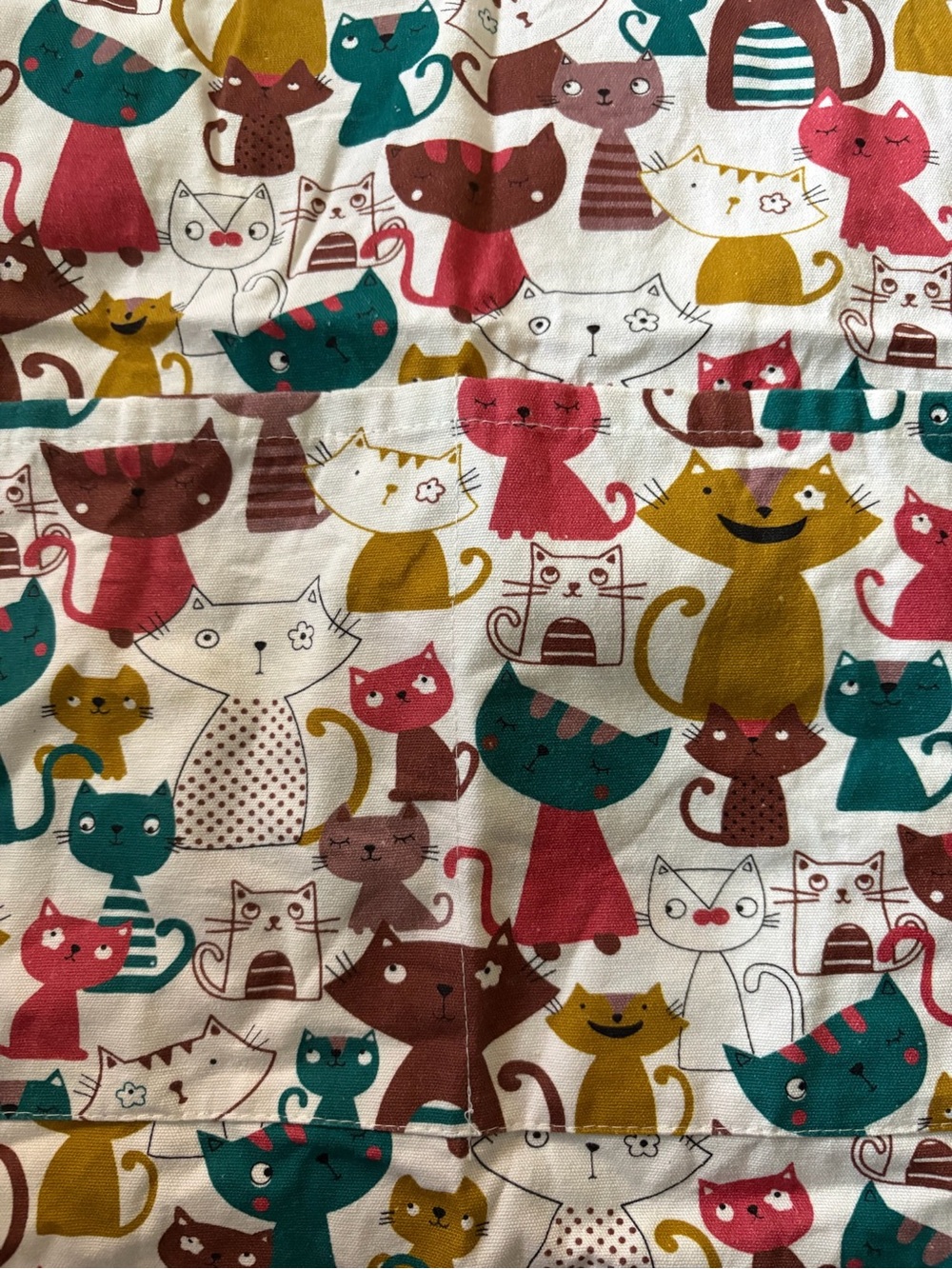 Colorful Whimsical Cat Print Kitchen Apron Adjustable Neck Dual Front Pockets - Picture 2 of 3